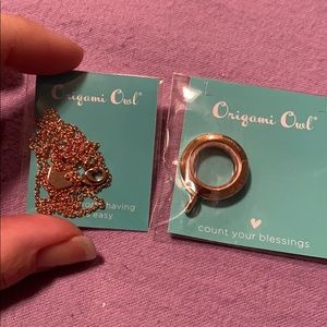 Origami Owl mini rose gold locket and chain set